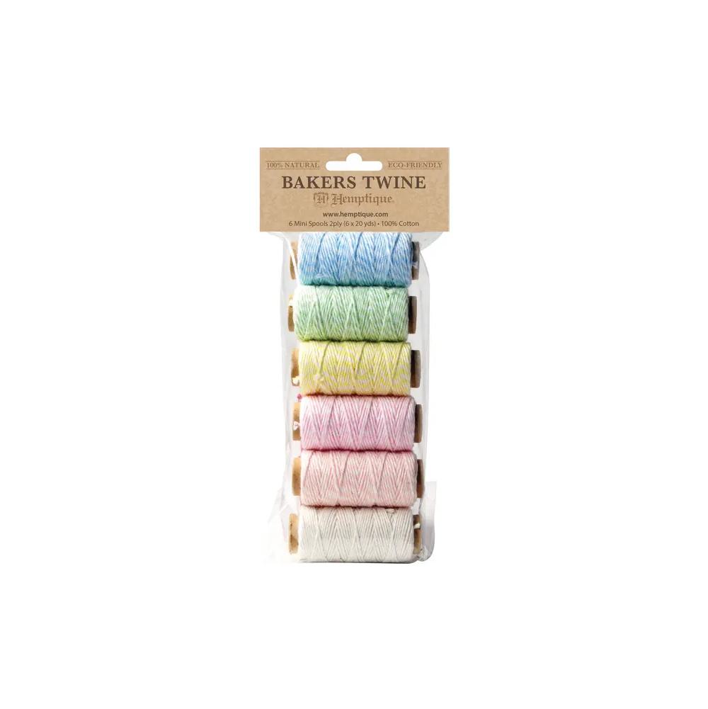 Twine/Thread/Cord, Cotton, Art & School, Hemptique, Cotton, Baker's Twine, Mini Spool, 6 pack, Creamy Pastel, 718393